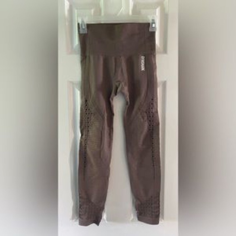 Gymshark Brown High-Waist Leggings with Lace Ankles - Picture 2 of 9